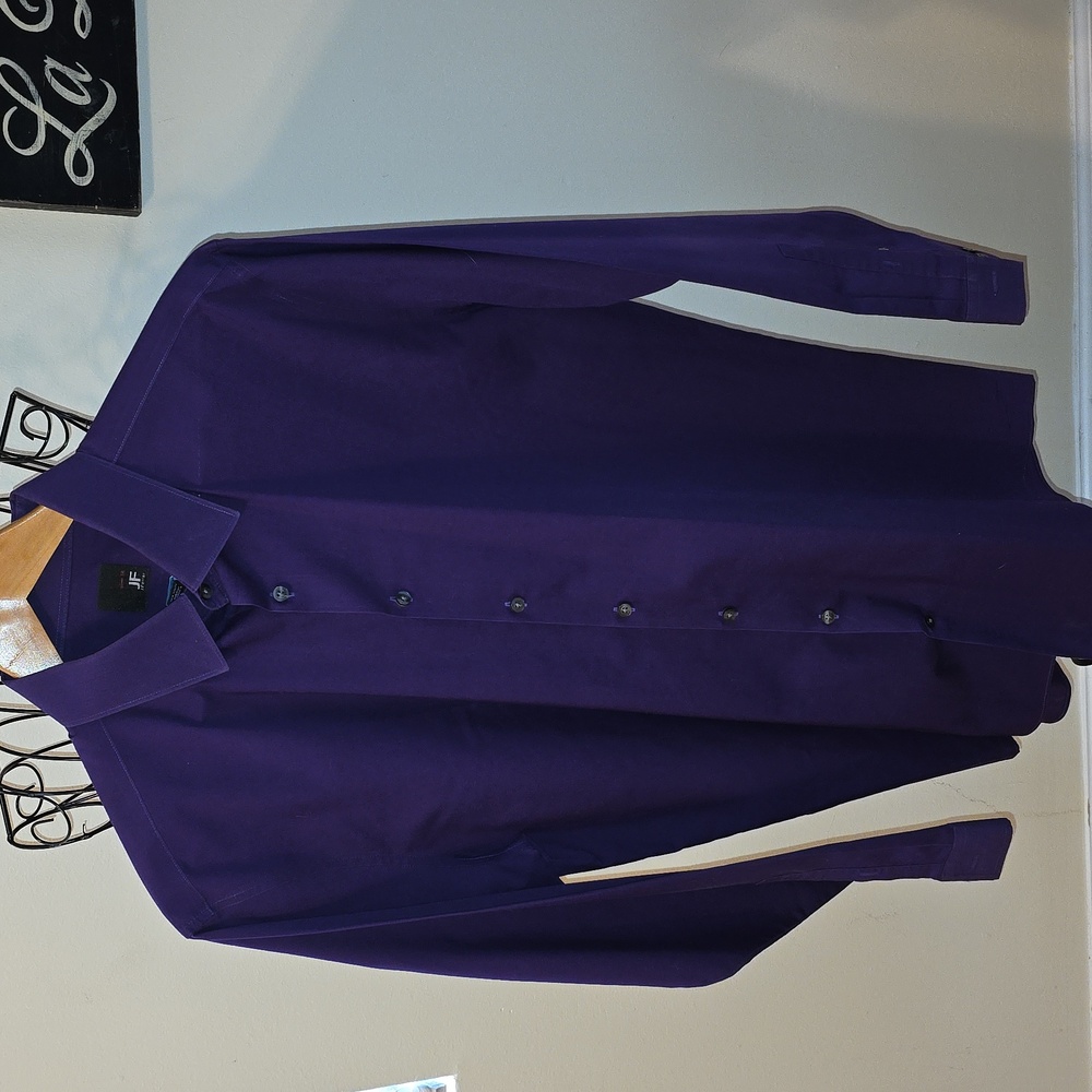 J. Ferrar Purple Slim Fit Dress Shirt Mens Size 17-17.5 Neck 34-35 (David #6)